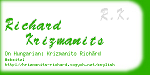 richard krizmanits business card
