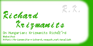 richard krizmanits business card